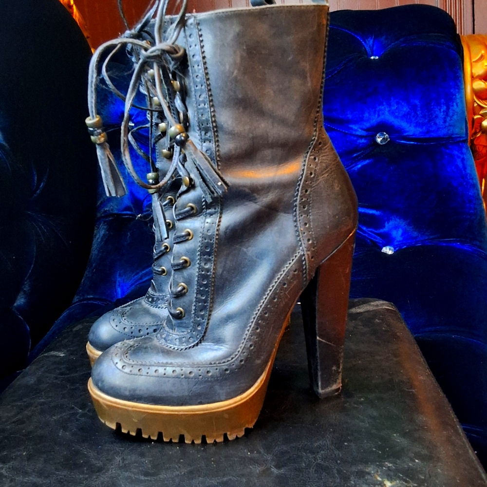 Biker Chic Tread Platform Bootie - image 1